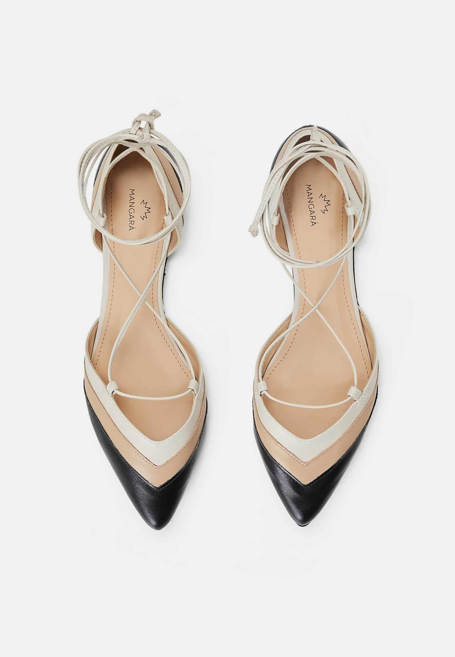 Cereja Beige Leather Tie-Up Flat Sandals-1
