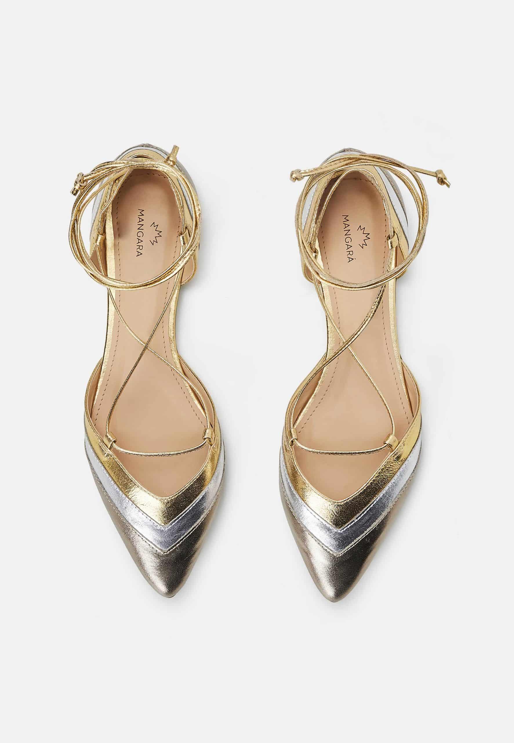 Cereja Gold Leather Tie-Up Flat Sandals-1