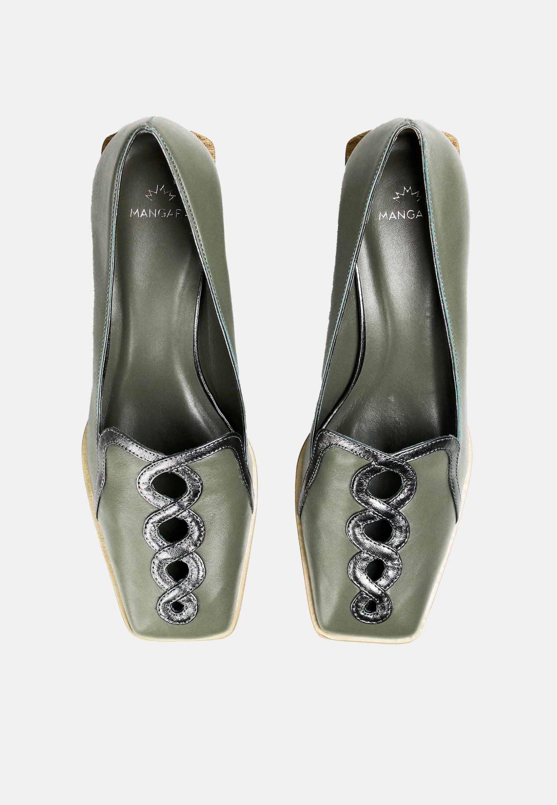 Cordía Green Leather Loafers – 4cm Block Heel-2