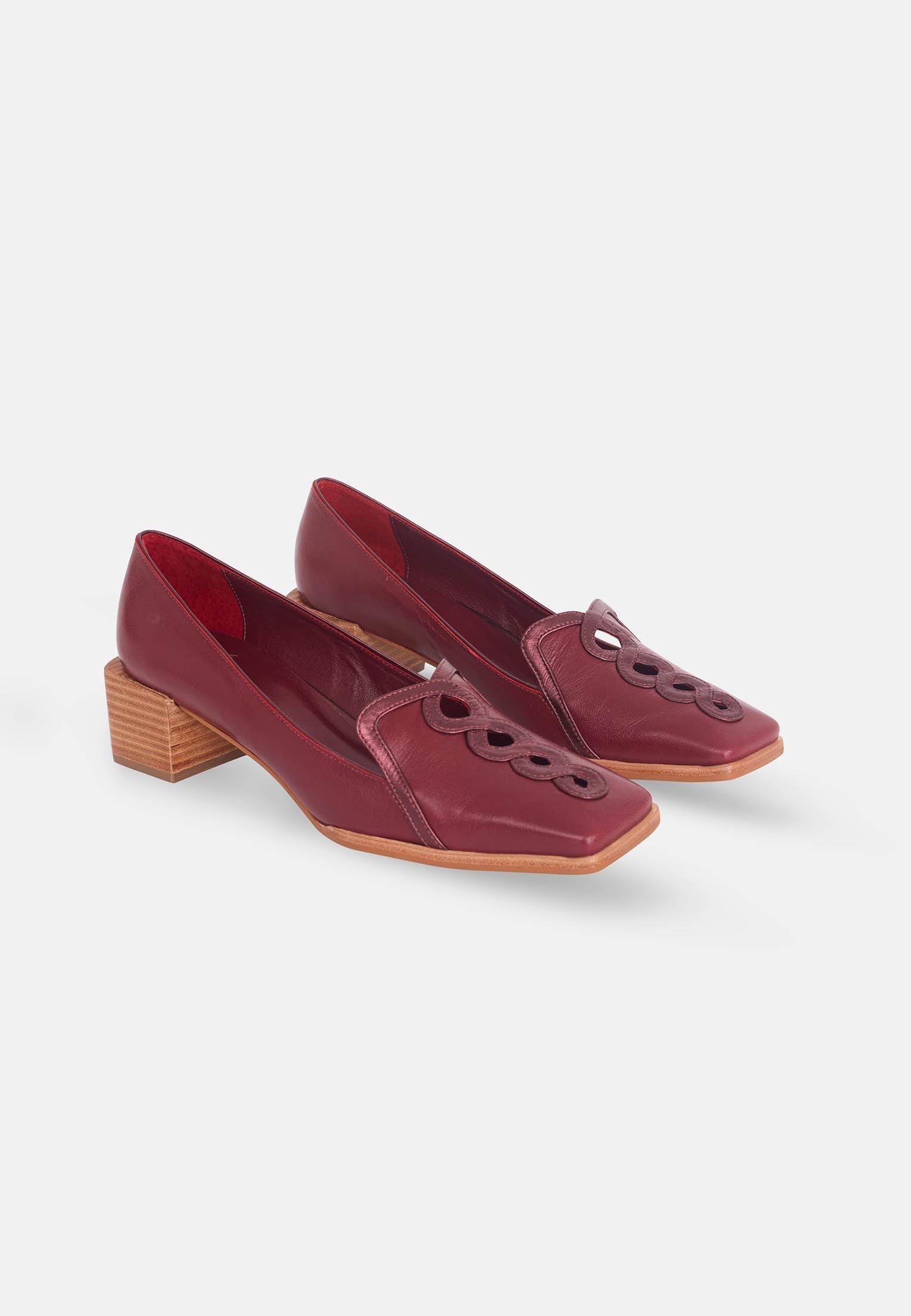 Cordía Purple Leather Loafers – 4cm Block Heel-3