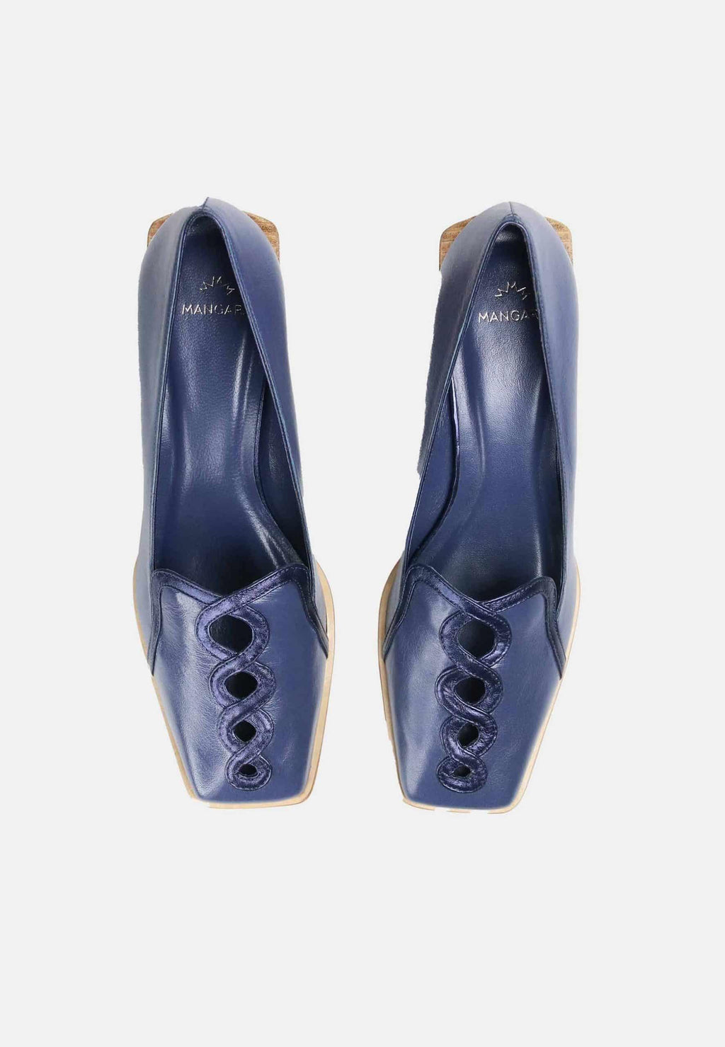 Cordía Blue Leather Loafers – 4cm Block Heel