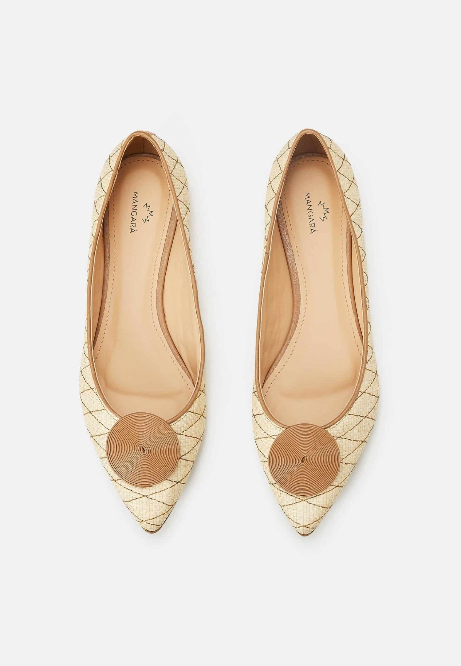 Corobá Raffia Leather Ballerinas - Natural-2