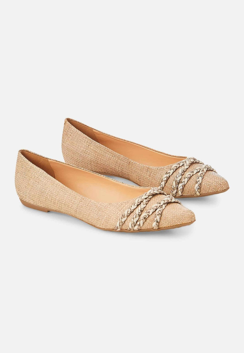 Guarandí Raffia Leather Ballerinas – Natural Beige Flat-2