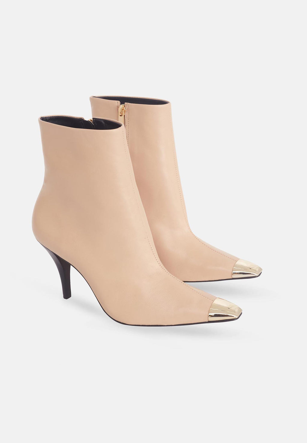 Inga Calf Beige Leather Ankle Boots – 8.7cm Pointed-Toe-1