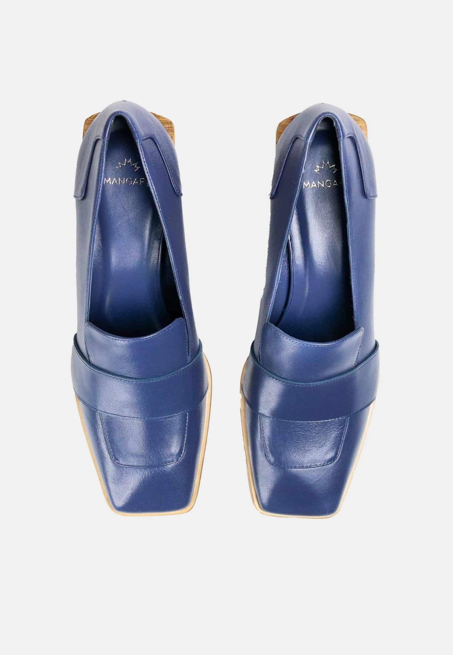 Louro Loafers in Blue Calf Leather – 4cm Block Heel-2