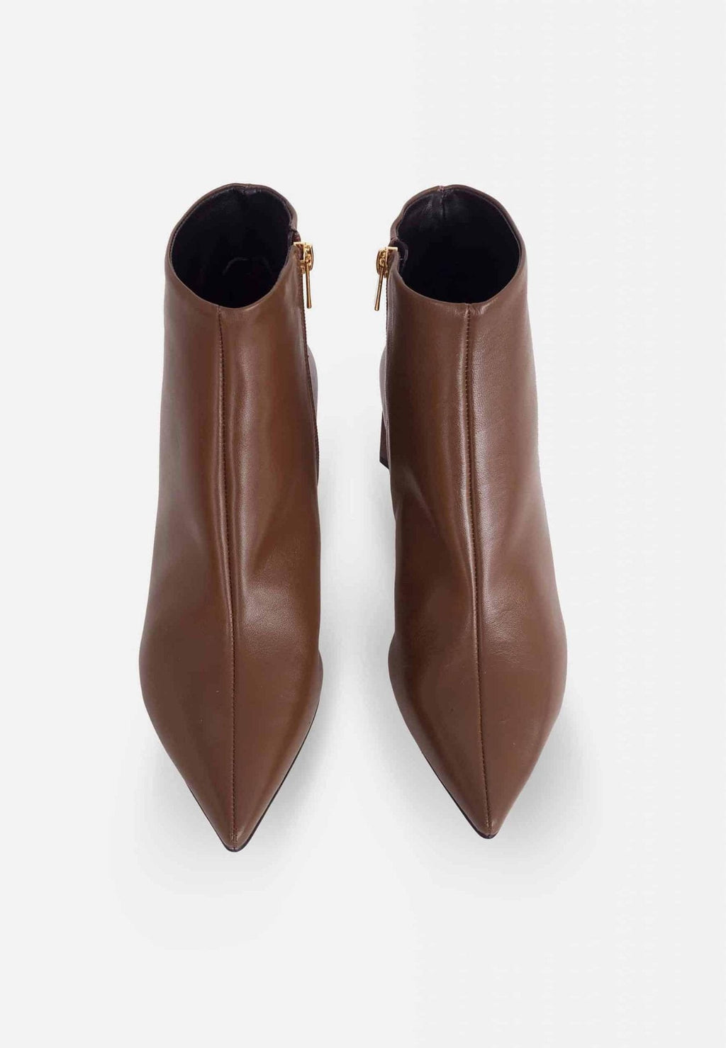 Mabea Brown Sheepskin Ankle Boots – 6.4cm Pointed Block Heel-3
