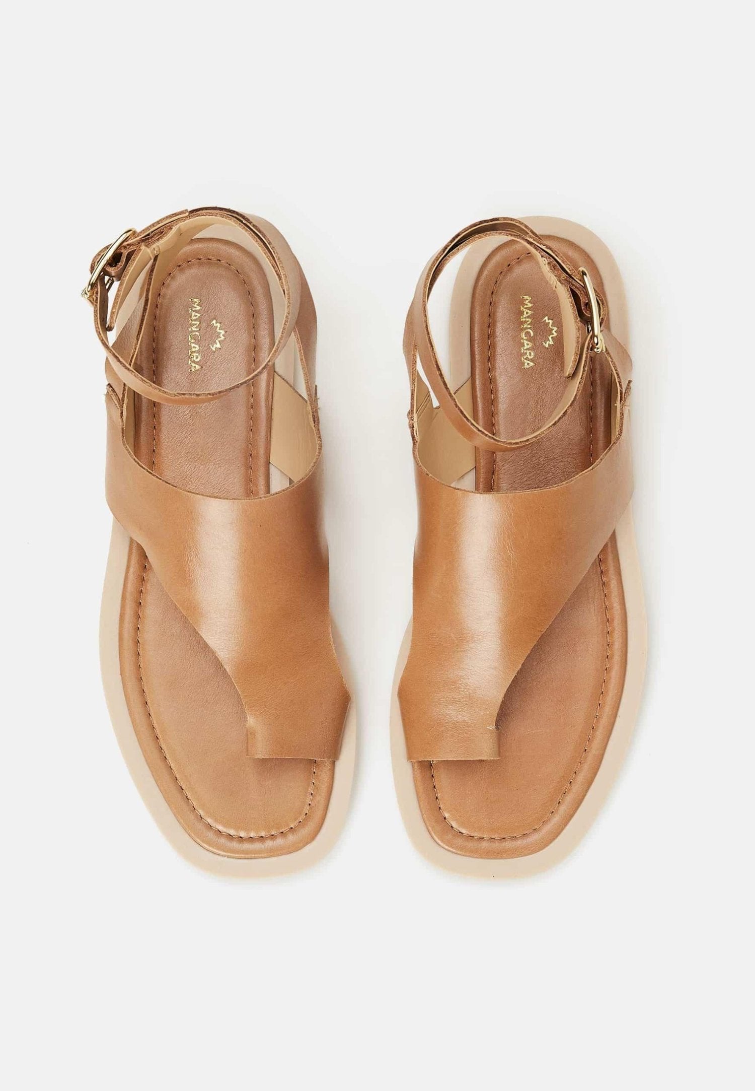 Paineira Caramel Leather Toe-Ring Flat-3