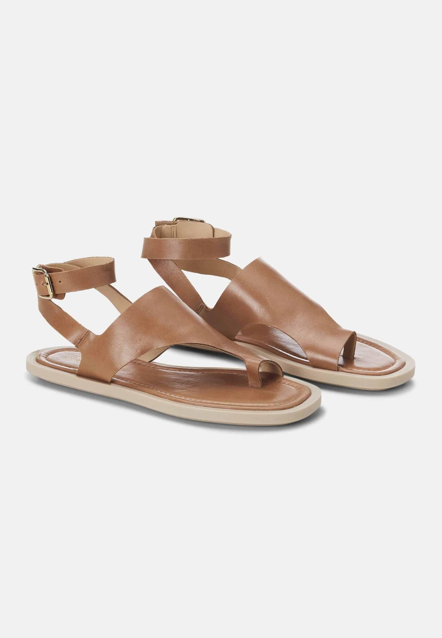 Paineira Caramel Leather Toe-Ring Flat-4