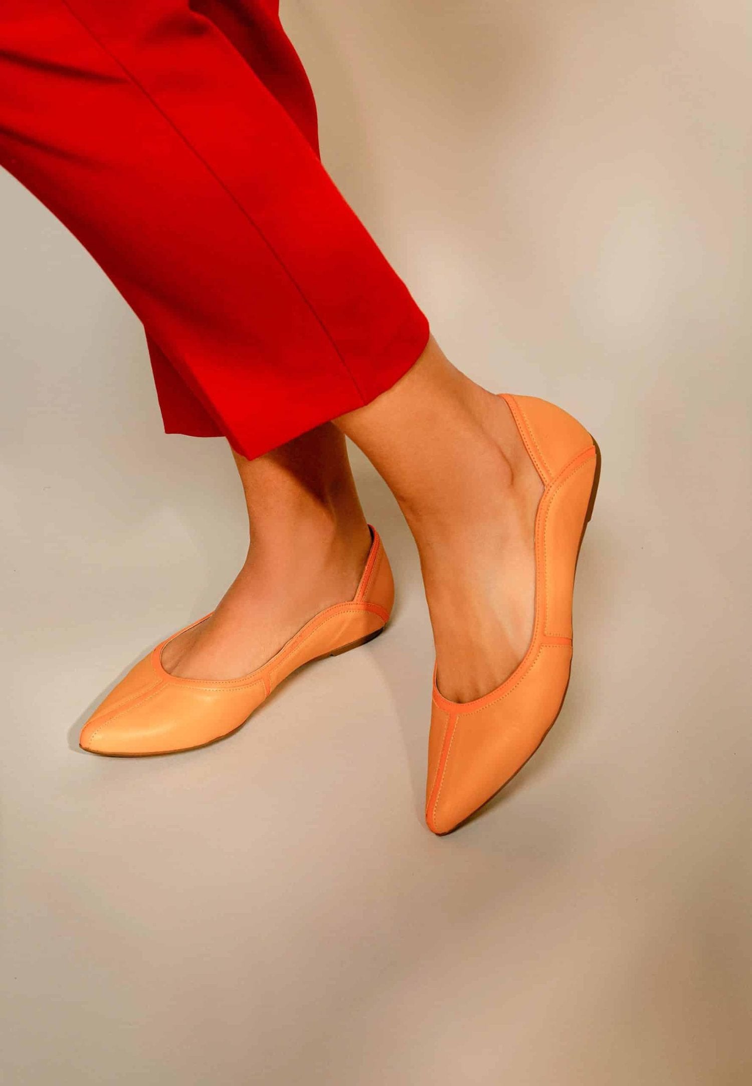 Pitanga Yellow Leather Ballerinas-3