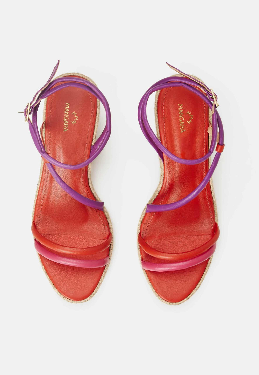 Romã Pink Leather Espadrille Wedges – Jute Platform-2