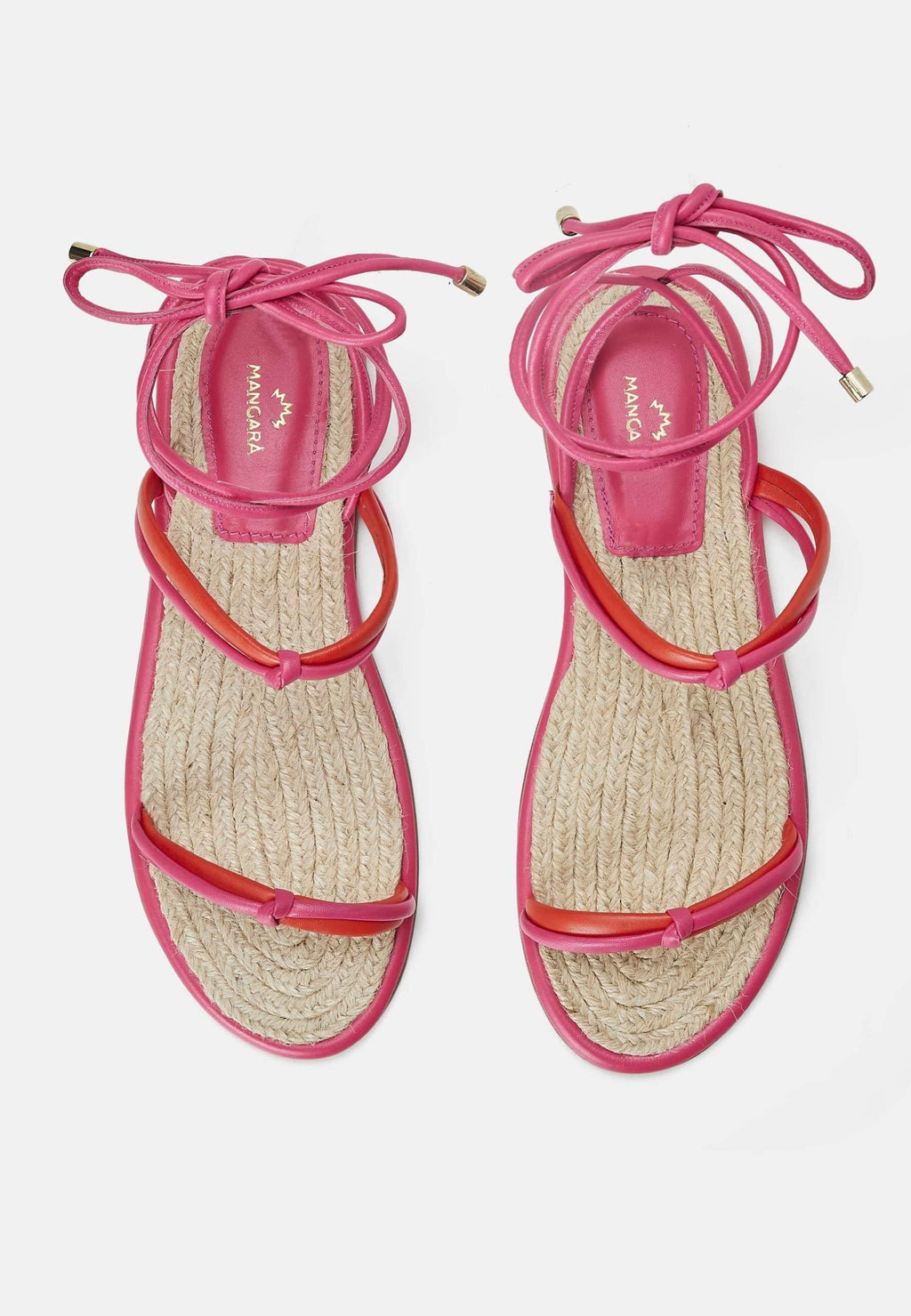 Urucum Pink Leather Lace-Up Sandals-1