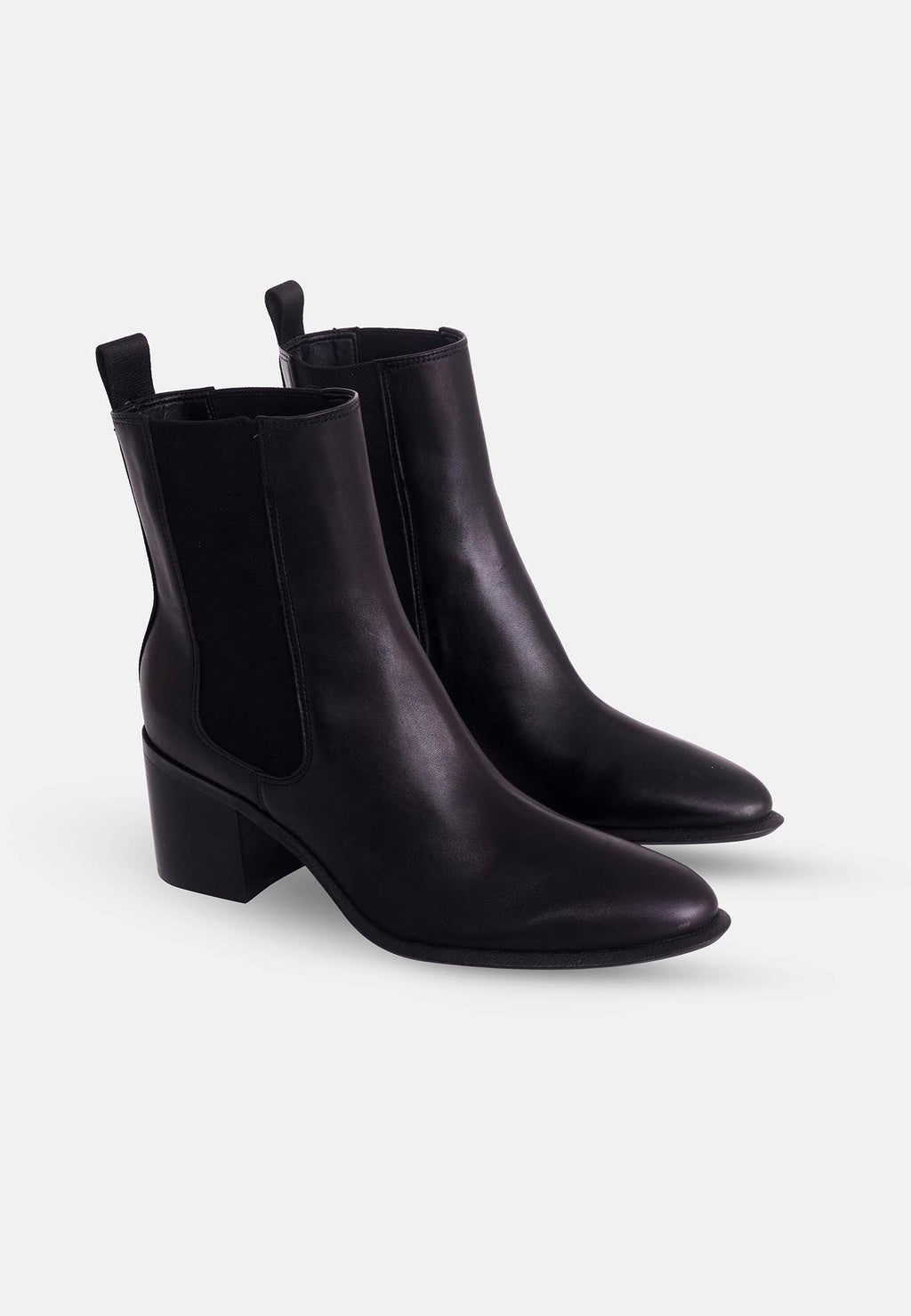 Canna Black Leather Chelsea Ankle Boots – 6.5cm Block Heel