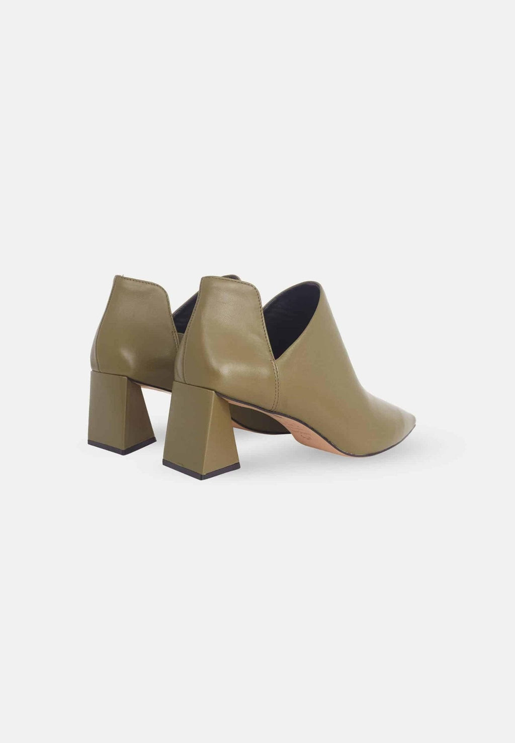 Maranta Olive Sheepskin Ankle Boots – 6.3cm Pointed Block Heel-1