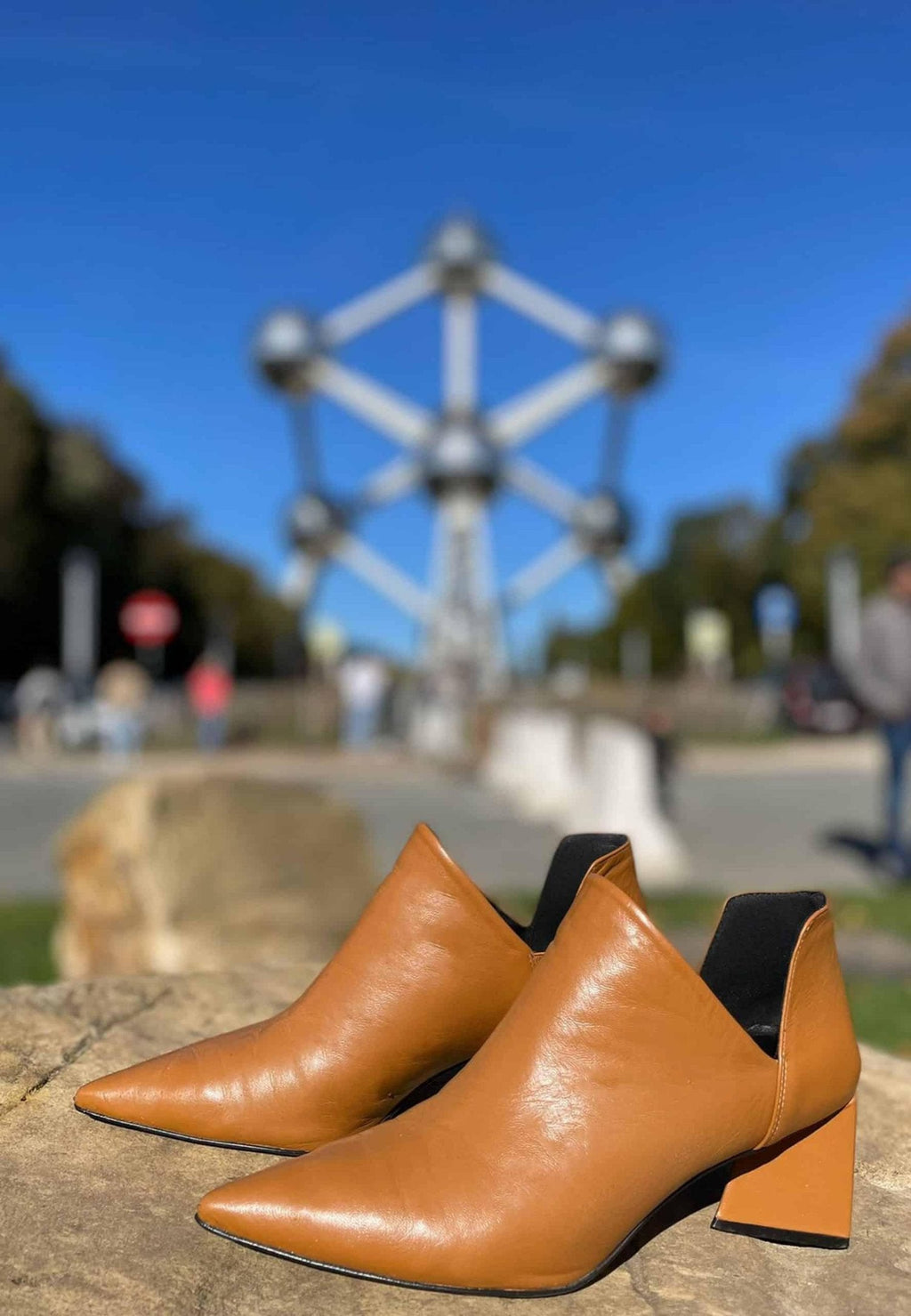 Maranta Caramel Sheepskin Ankle Boots – 6.3cm Pointed Block Heel-2