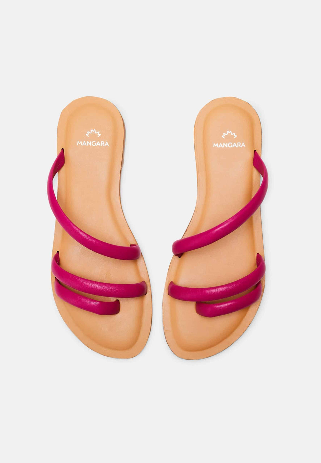 Cacau Calf Pink Leather Three-Strap Slide Sandals-1