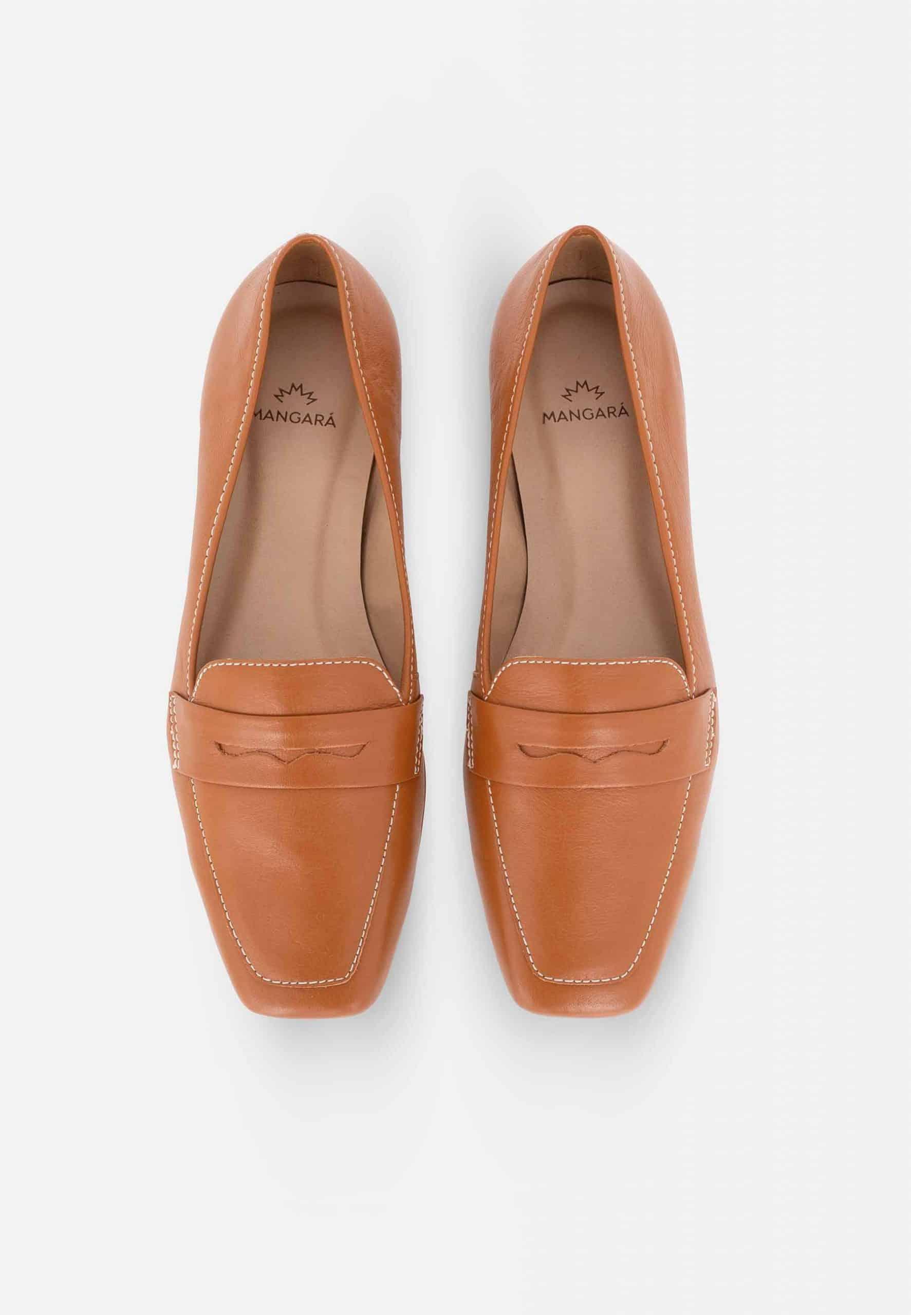 Cipó Brown Leather Square-Toe Loafers – Flat-2