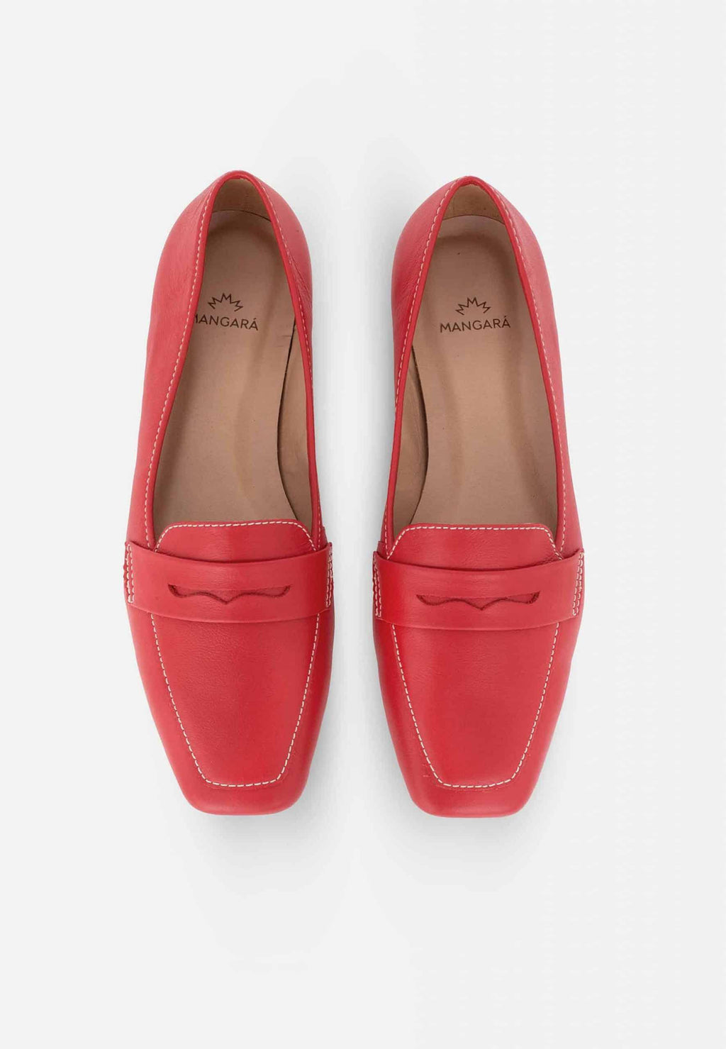 Cipó Red Leather Square-Toe Loafers – Flat-1