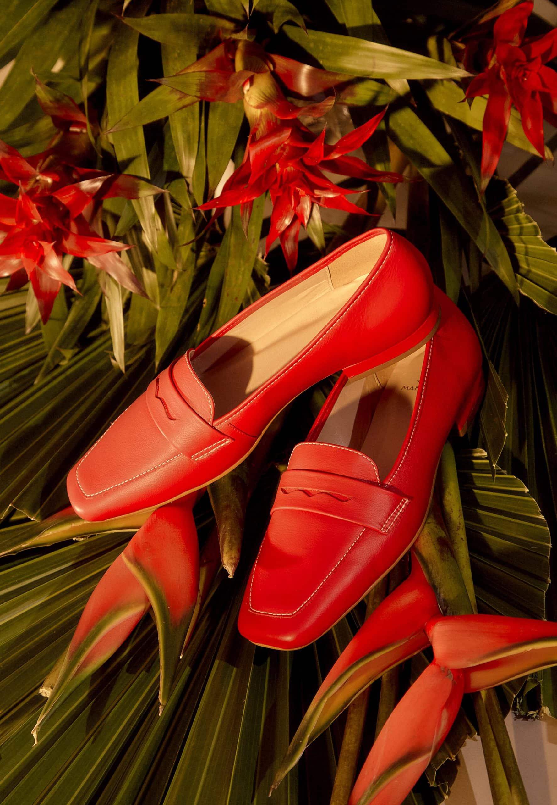 Cipó Red Leather Square-Toe Loafers – Flat-4