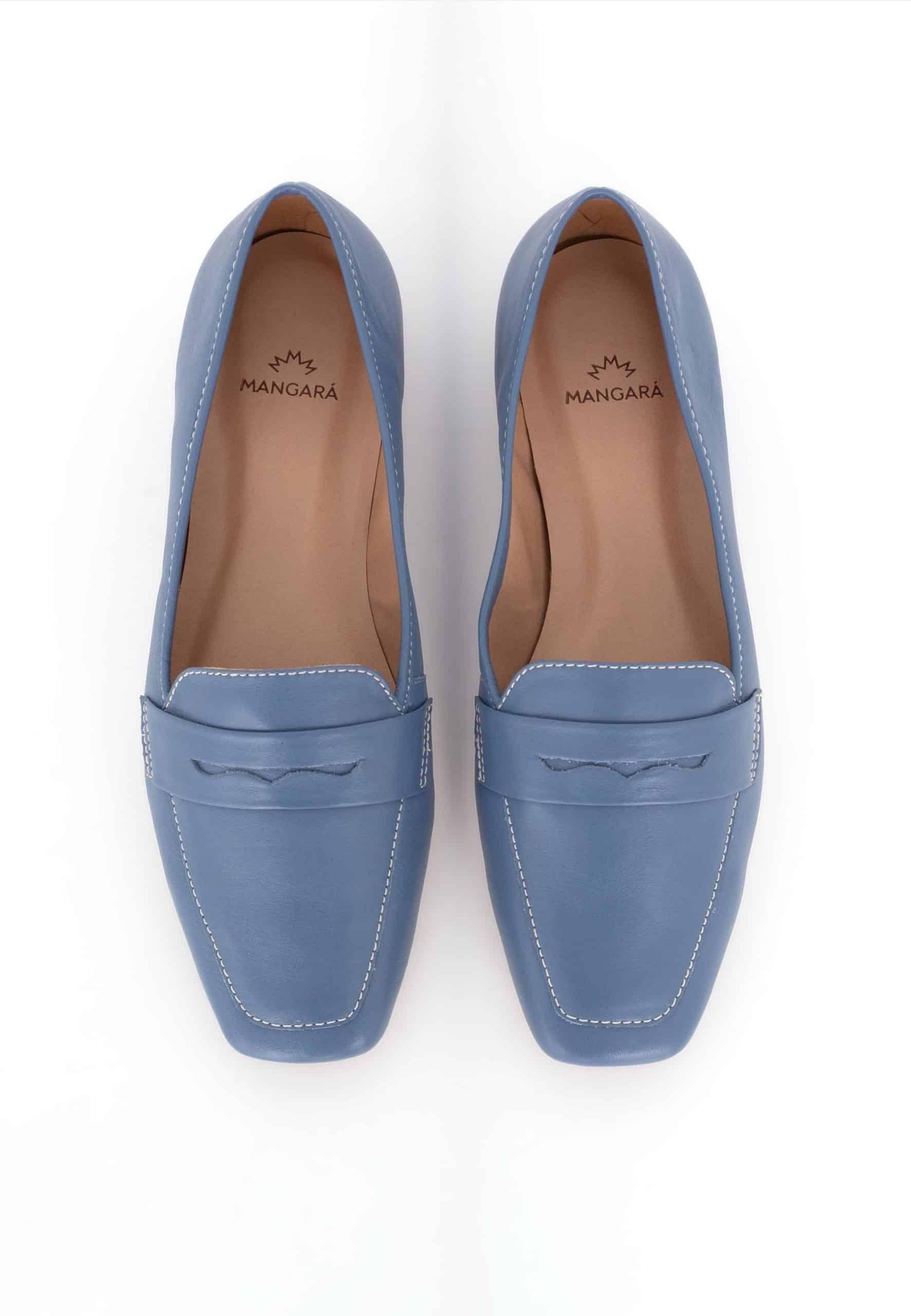 Cipó Blue Leather Square-Toe Loafers – Flat-1