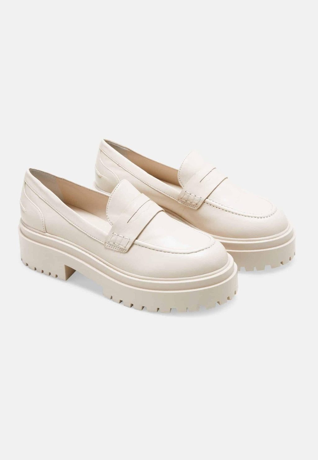 Carvalho Off-White Leather Loafers – Chunky 6cm Block Sole-1