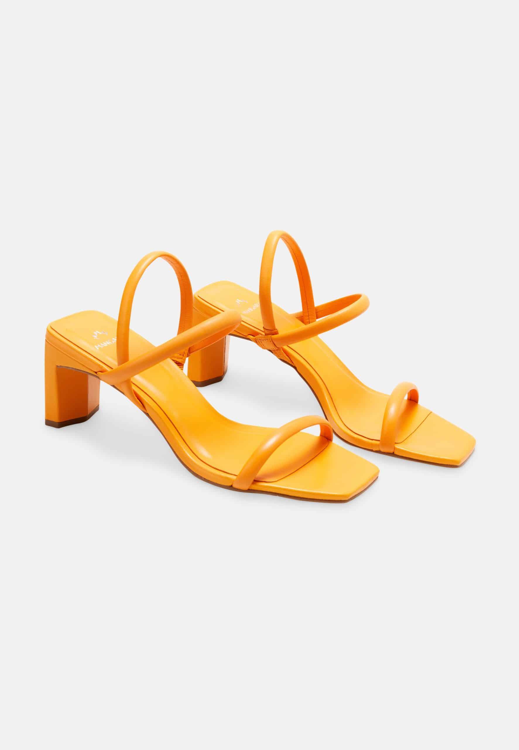 Palmito Goat Orange Leather Sandals – 6.5cm Block Heel Open Toe-1