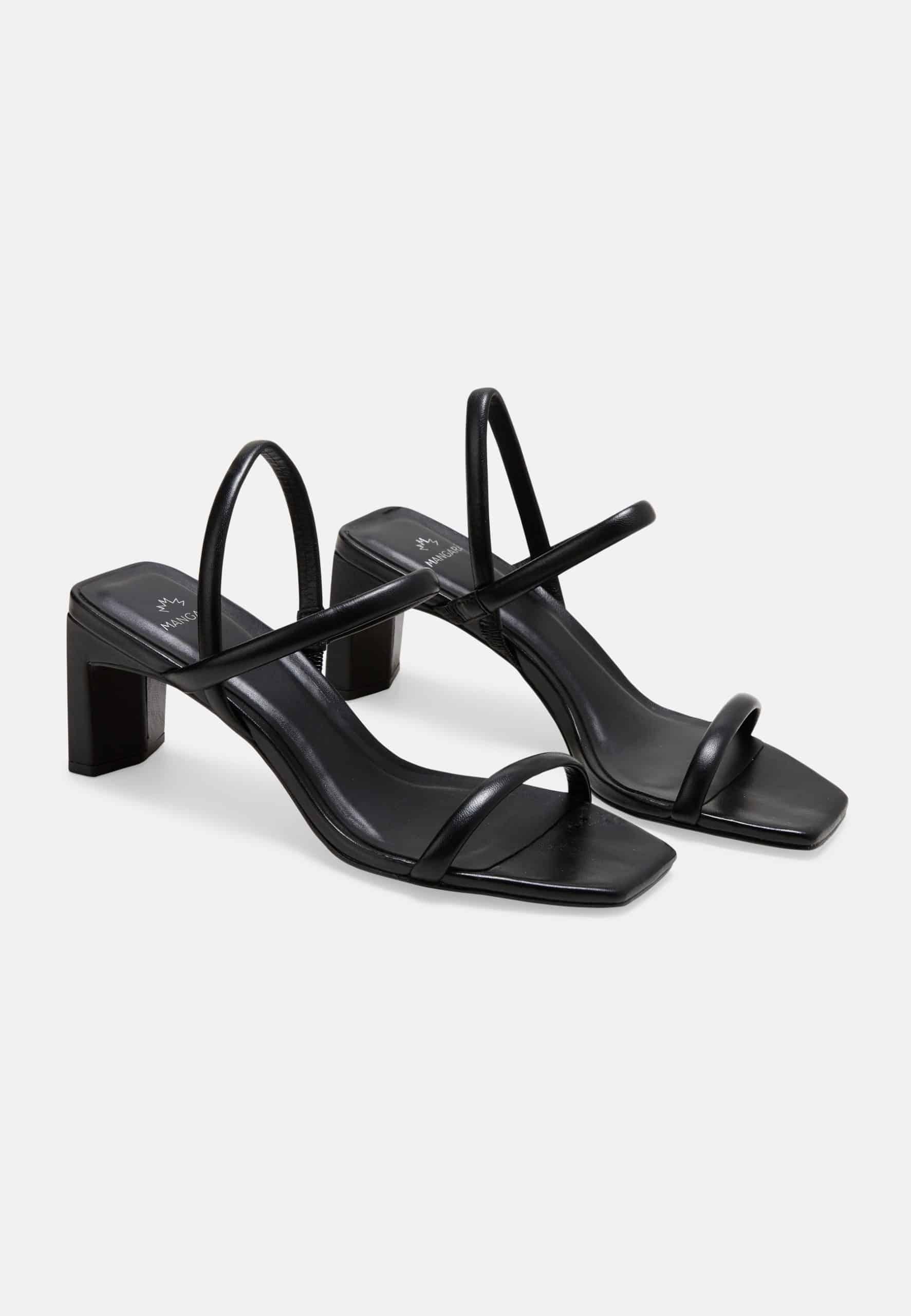 Palmito Goat Black Leather Sandals – 6.5cm Block Heel Open Toe-1