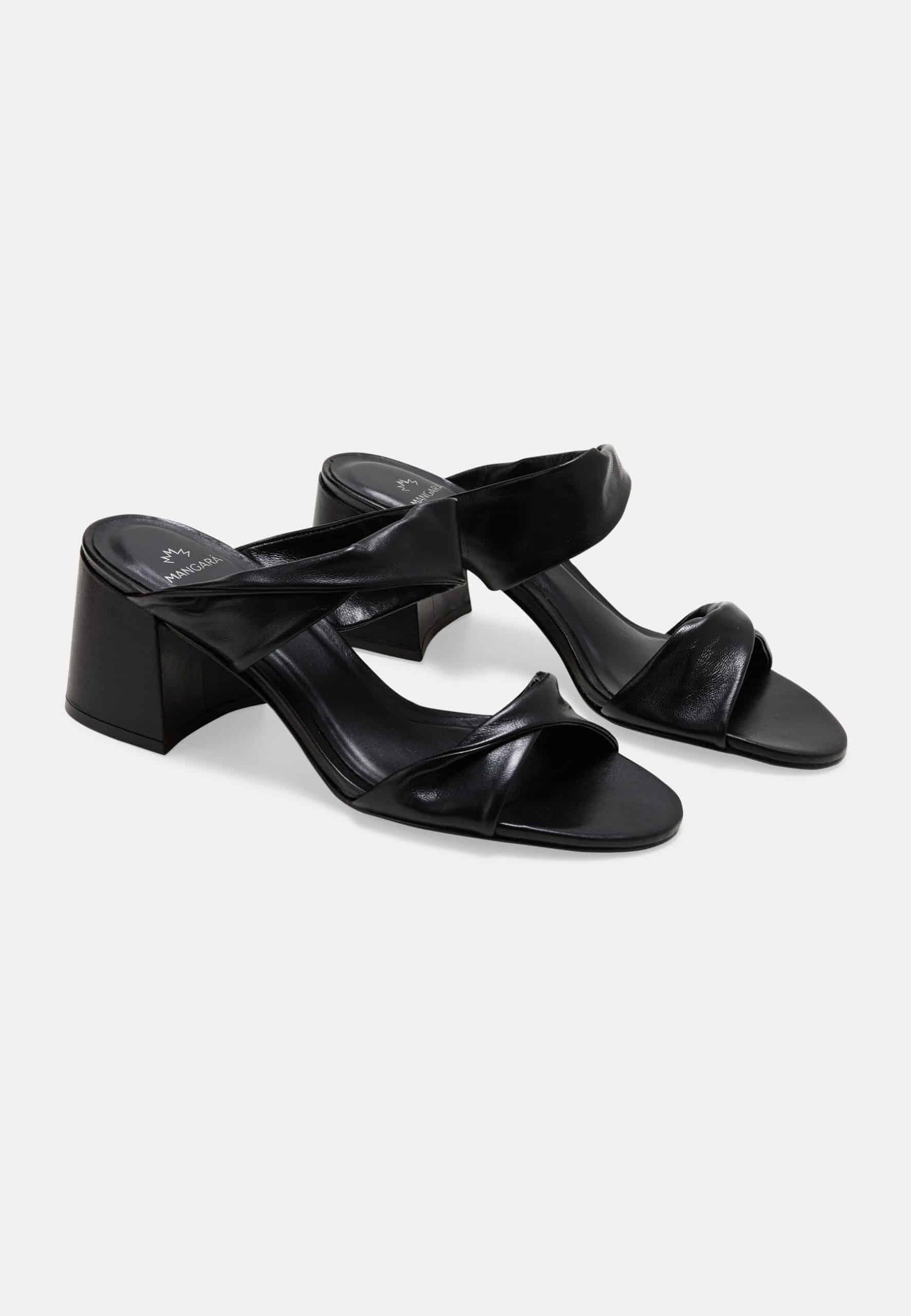 Xaxim Goat Black Leather Mules – 6.5cm Block Heel Slip-On-1