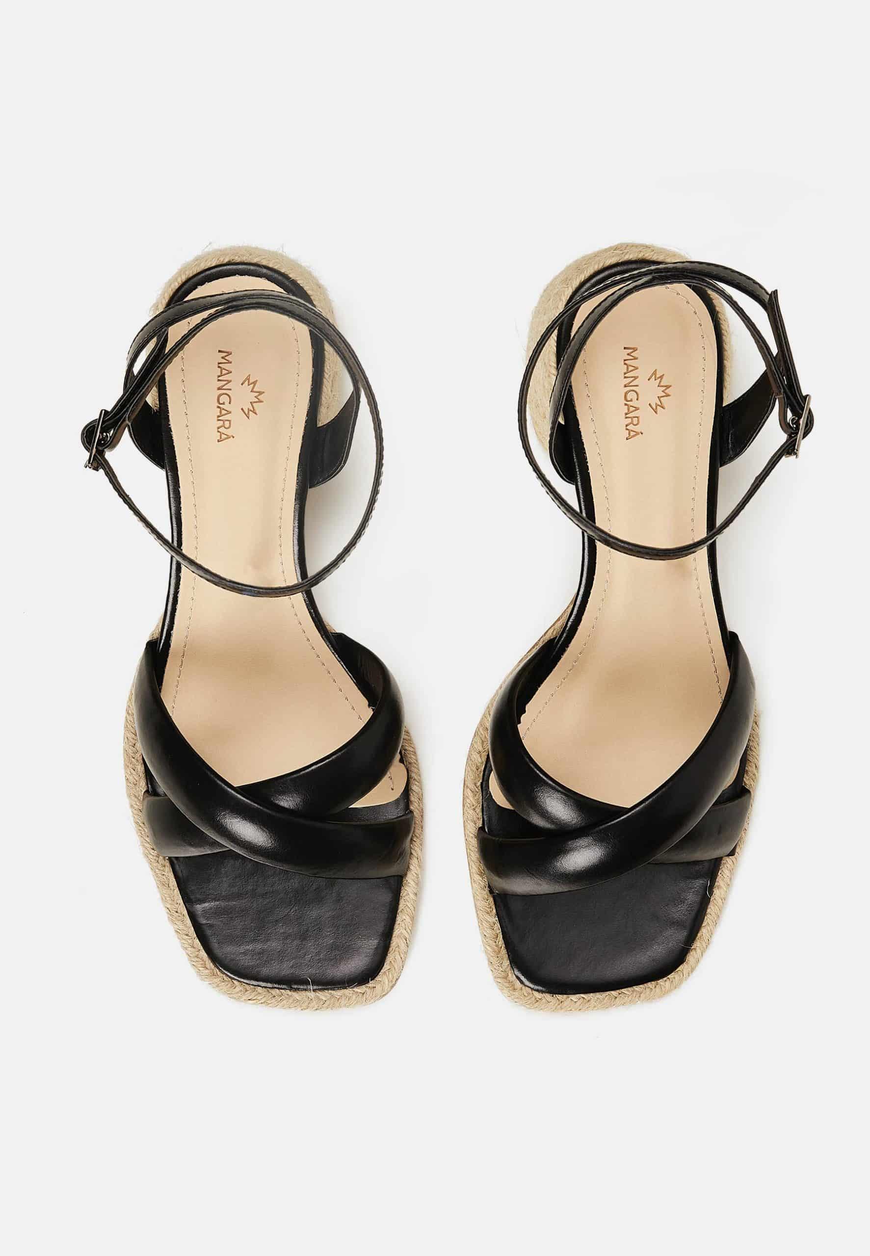 Marica Leather Sandals – 7cm Block Heel Black-1